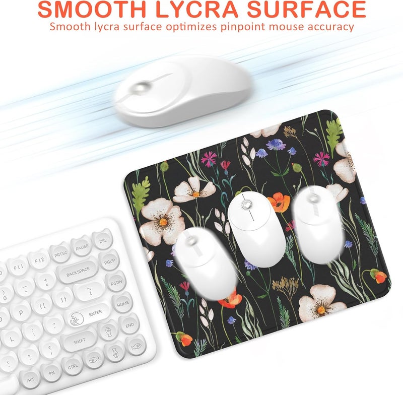 eulps Mouse Pad with Stitched Edge, Multiple Patterns Computer Mouse Pads with Non-Slip Rubber Base, Washable Cloth Mousepad, for Gaming, Laptop, PC (Wildflower Night) - Image 4